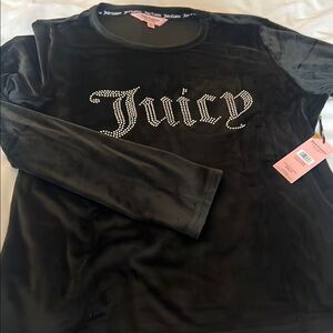 Juicy Couture Black Velvet Long Sleeve Top